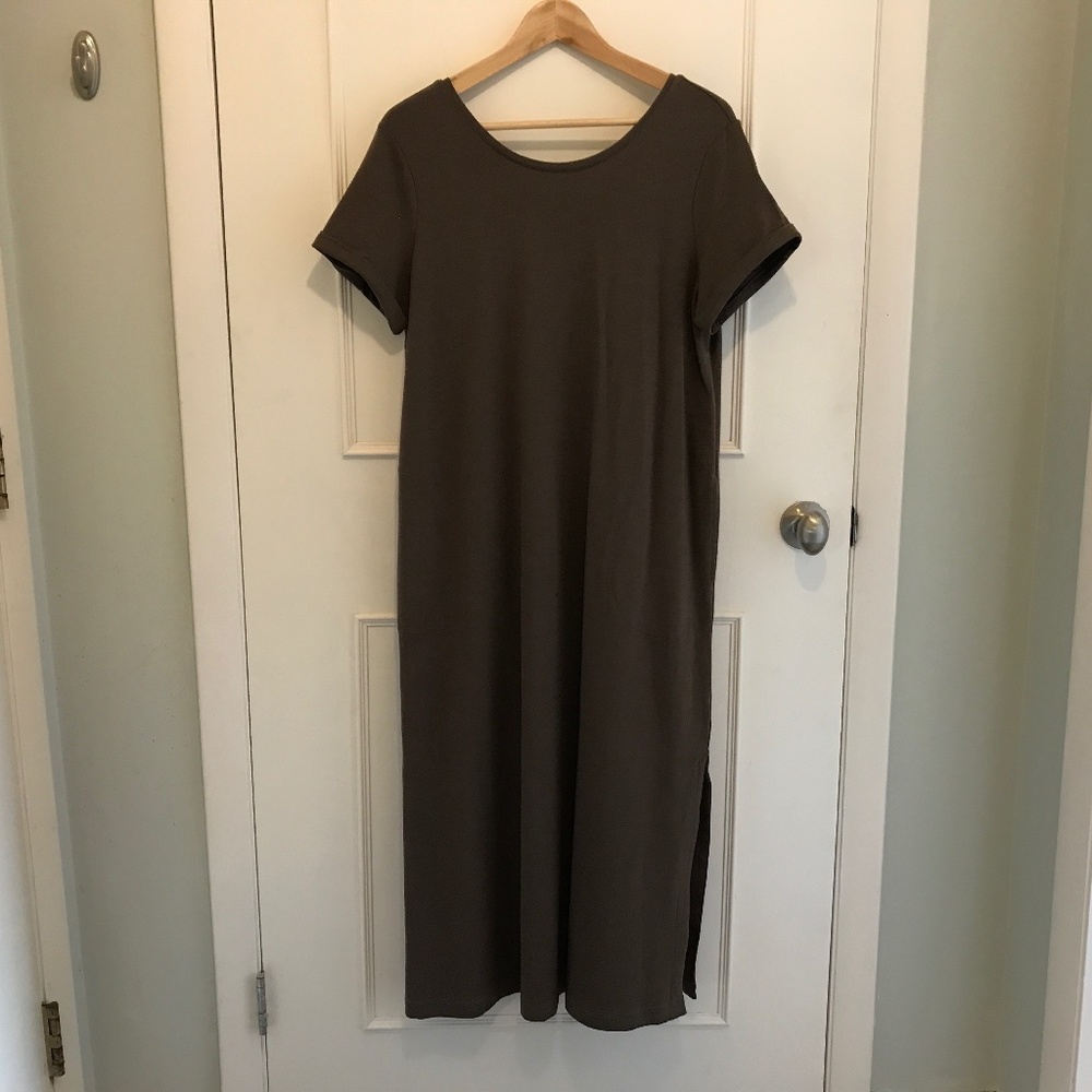 Pure J Jill Pima Cotton Long Dress Medium Petite Brown